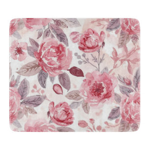 Tabla De Cortar Rosa Peonía Rosa Floral Acuarela Jardín