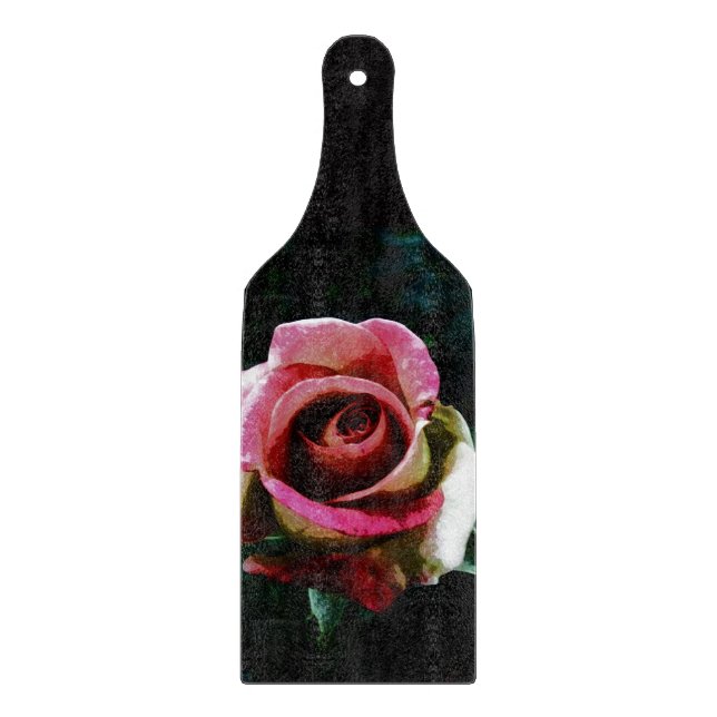 Tabla De Cortar Rosa Pintada al Óleo (Anverso)