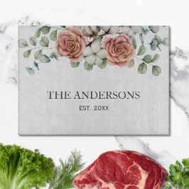 Tabla De Cortar Rosa Rústico Eucalyptus Floral Botánica