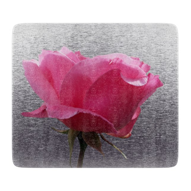 Tabla De Cortar rosa sobre gris (Anverso)