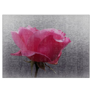Tabla De Cortar rosa sobre gris