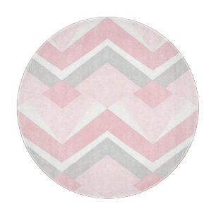 Tabla De Cortar Rosa Suave Chevron Geométrico