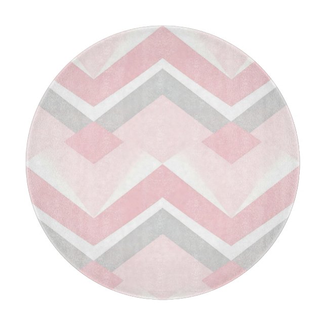 Tabla De Cortar Rosa Suave Chevron Geométrico (Anverso)