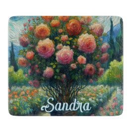 Tabla De Cortar Rosa Topiary Van Gogh Style Rosas Floral Pink