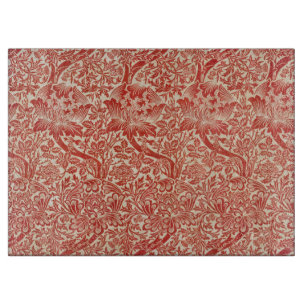 Tabla De Cortar Rosa y Cardo Floral Rojo William Morris