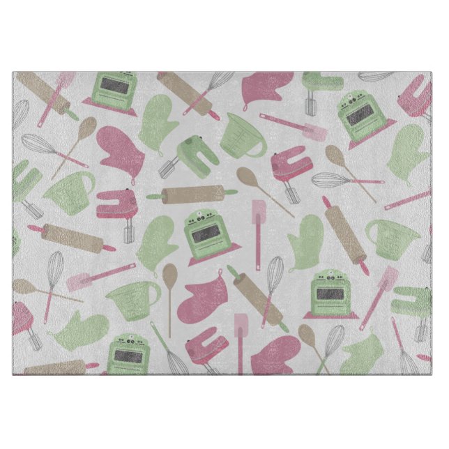 Tabla de cortar rosada y verde de la cocina (Anverso)