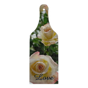 Tabla De Cortar Rosas amarillas pastel rosadas
