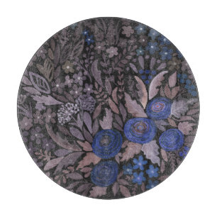 Tabla De Cortar Rosas azul acuarela flores pequeño marrón floral