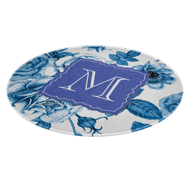 Tabla De Cortar Rosas azules (Borde)