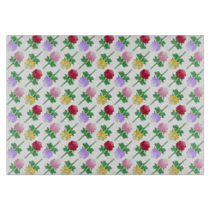 Tabla De Cortar Rosas Coloridas en un hermoso patrón