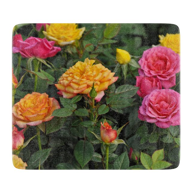 Tabla De Cortar Rosas coloridos en miniatura (Anverso)