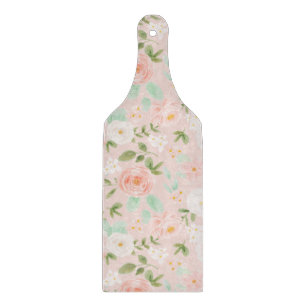 Tabla De Cortar Rosas de acuarela florecen en rosa y rosa