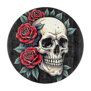 Tabla De Cortar Rosas de cráneo Tattoo Art
