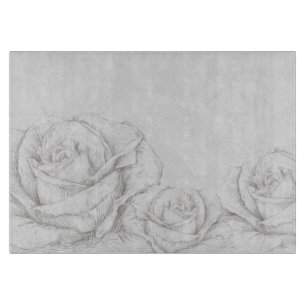 Tabla De Cortar Rosas de época Decoración de gris floral