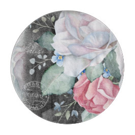 Tabla De Cortar Rosas de Watercolor Chalkboard