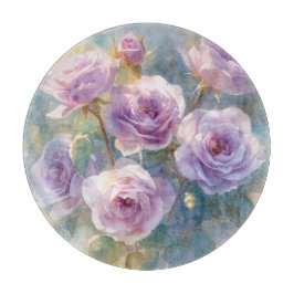 Tabla De Cortar Rosas Lilas Claras Flores Impresionistas