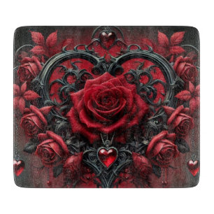 Tabla De Cortar Rosas rojas góticas día de San Valentín
