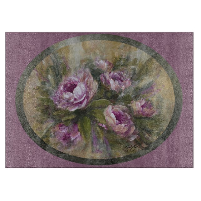 Tabla De Cortar Rosas rosadas (Anverso)