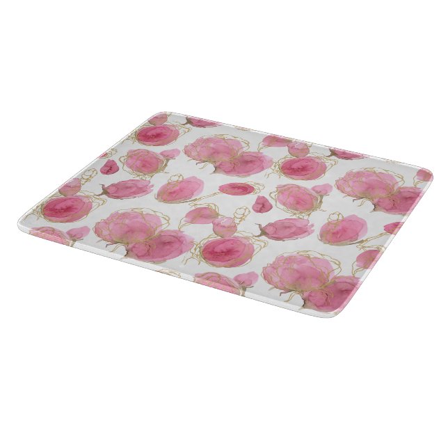 Tabla De Cortar Rosas rosadas (Borde)