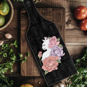 Tabla De Cortar Rosas rosadas de lavanda de piel de gato blanco