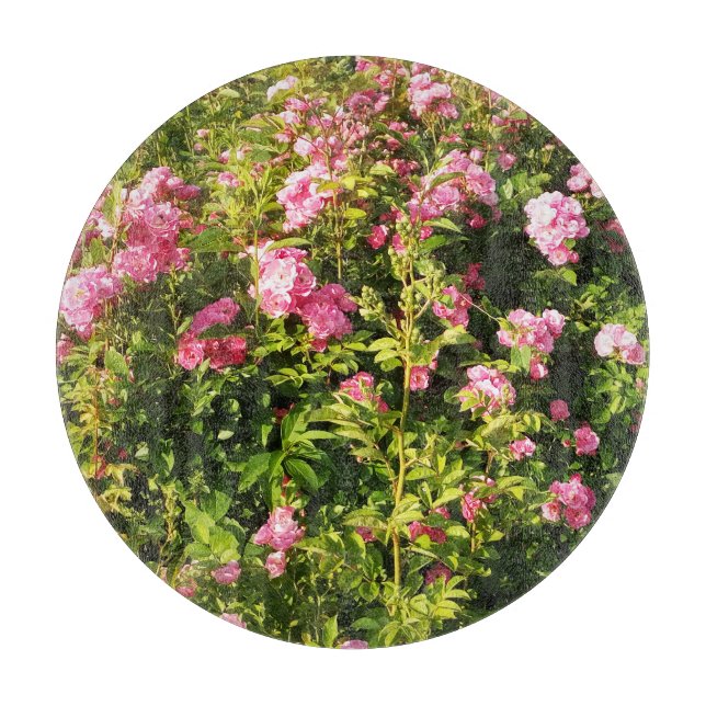 Tabla De Cortar Rosas rosadas en flor (Anverso)