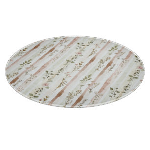 Tabla De Cortar Rosas Rosadas Rayas Floral