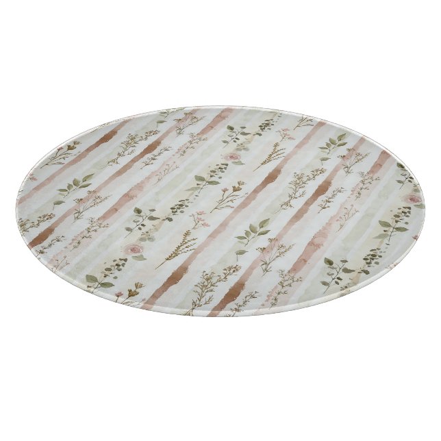 Tabla De Cortar Rosas Rosadas Rayas Floral (Borde)