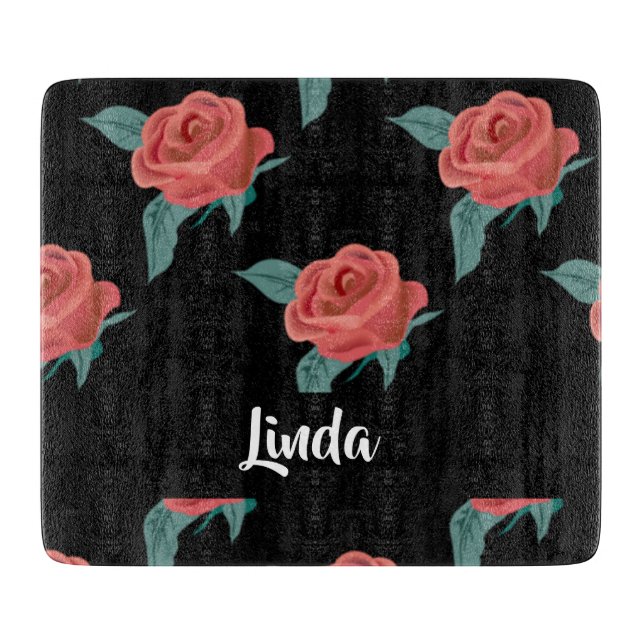 Tabla De Cortar Rosas rosas rosas negras (Anverso)