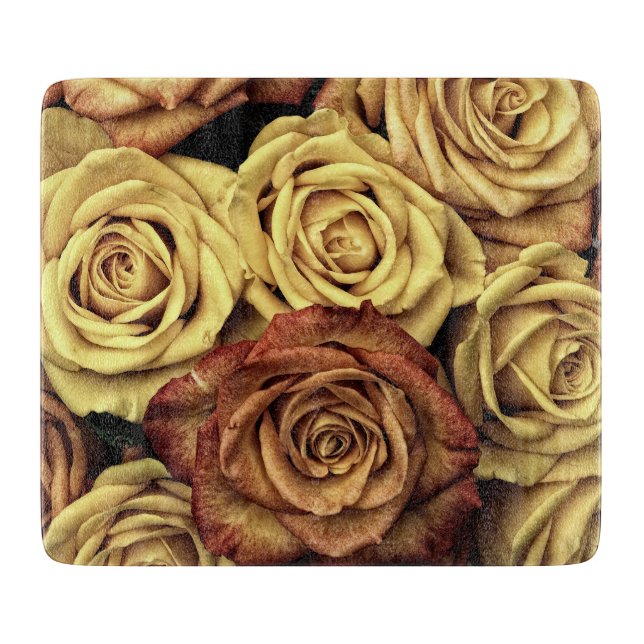 Tabla De Cortar Rosas Sepia Tintados (Anverso)