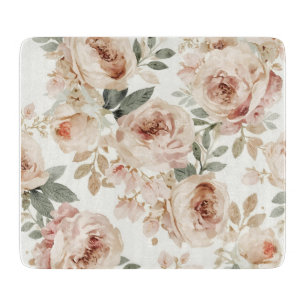 Tabla De Cortar Rosas Suaves de Color Rosa Claro Estampa Floral de
