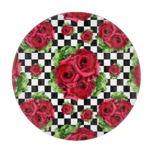 Tabla De Cortar Roses Rojos Bouquet Floral Amor Rockabilly comprob