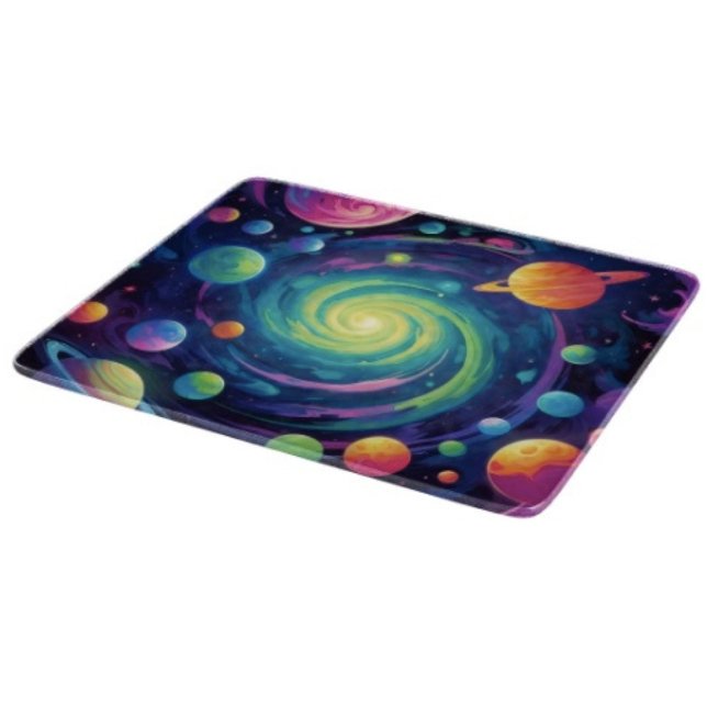 Tabla De Cortar Rotación Planetaria  (Glass Cutting Board – 5 different sizes. 100% food safe.  tempered glass Non-skid rubber feet. 
)