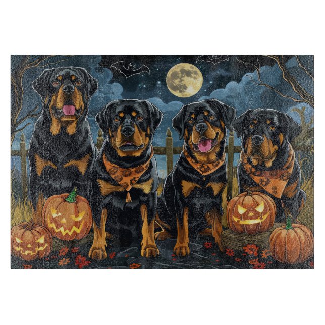 Tabla De Cortar Rottweiler Halloween Espeluznante (Anverso)