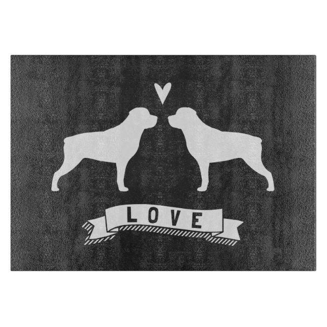 Tabla De Cortar Rottweiler Silhouettes Love (Anverso)
