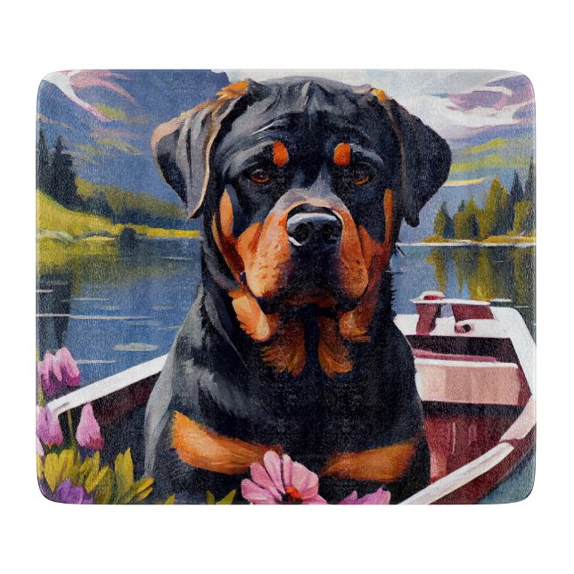 Tabla De Cortar Rottweiler sobre un pádel: una aventura escénica (Anverso)