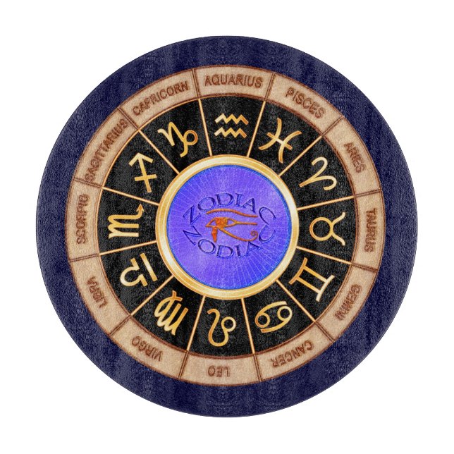 Tabla De Cortar Rótulos europeos del zodiaco (Anverso)