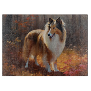 Tabla De Cortar Rough Collie en Otoño Hojas Caídas Inspiran