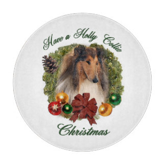 Tabla De Cortar Rough Collie Navidades