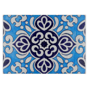 Tabla De Cortar Royal Blue Ceramic Classic Geometric Mosaic