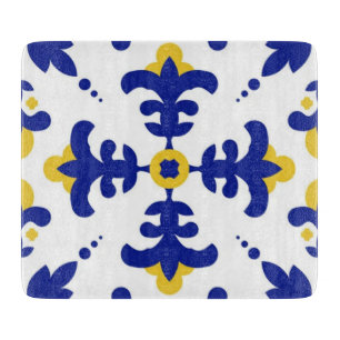 Tabla De Cortar Royal Fleur Bold Blue and Gold Botanical