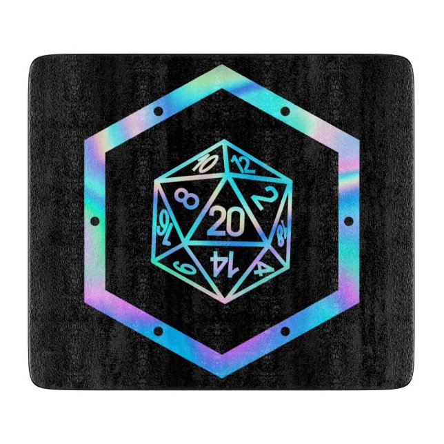 Tabla De Cortar RPG Dice | Holo Fantasy Retro Tabletop PnP Gamer (Anverso)