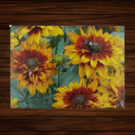 Tabla De Cortar Rudbeckias Floral amarillo y bronce