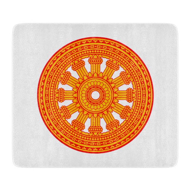 Tabla De Cortar Rueda roja de Dharma (arte budista) (Anverso)