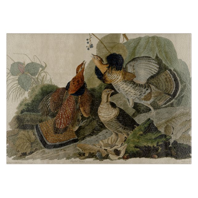 Tabla De Cortar Ruffed Grouse Audubon Game Bird (Anverso)