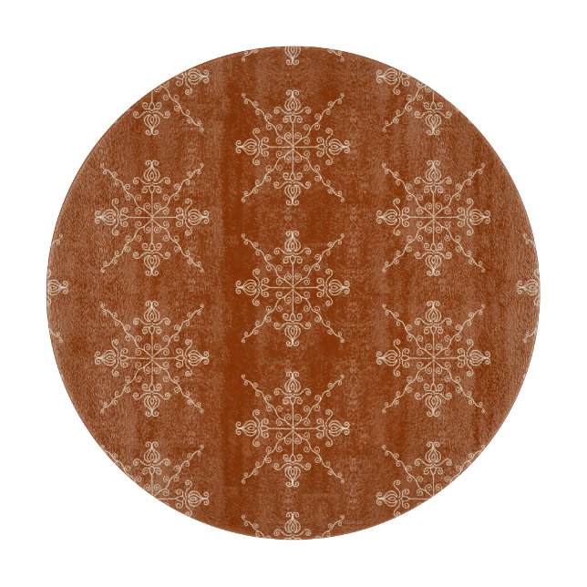 Tabla De Cortar Rust Brown Indian Boho Line Art Symmetry Pattern (Anverso)
