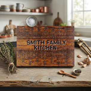 Tabla De Cortar Rustic Aztec Tribal wood Custom Family Kitchen