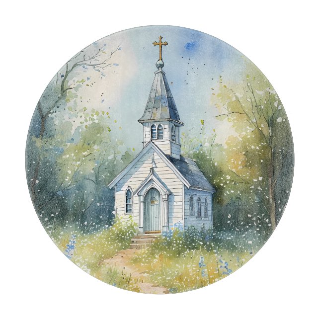 Tabla De Cortar Rustic Church Path in Wildflower Meadow (Anverso)