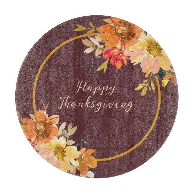 Tabla De Cortar Rustic Floral Thanksgiving (Anverso)