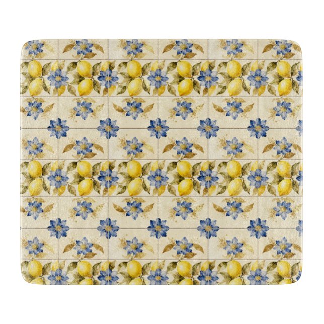 Tabla De Cortar Rustic Mediterranean Lemon Tile MH26 (Anverso)