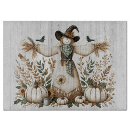 Tabla De Cortar Rústica cosecha de otoño con calabazas